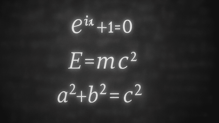 Unsolved math equations across a digital blackboard, representing the challenge faced by AI models like OpenAI and Google DeepMind at the International Math Olympiad.