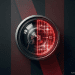 Minimalist cinema lens with a red digital grid overlay against a dark Netflix-branded background.