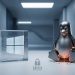 A minimalist 3D editorial graphic representing a Windows and Linux security crisis, featuring a cracked glass Windows cube and a metallic Linux penguin on a fractured surface.