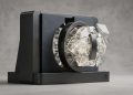 Minimalist 3D concept visual of a mechanical vault mechanism encasing a glowing, fractured geometric core, representing AI alignment and industry slowdown risks.