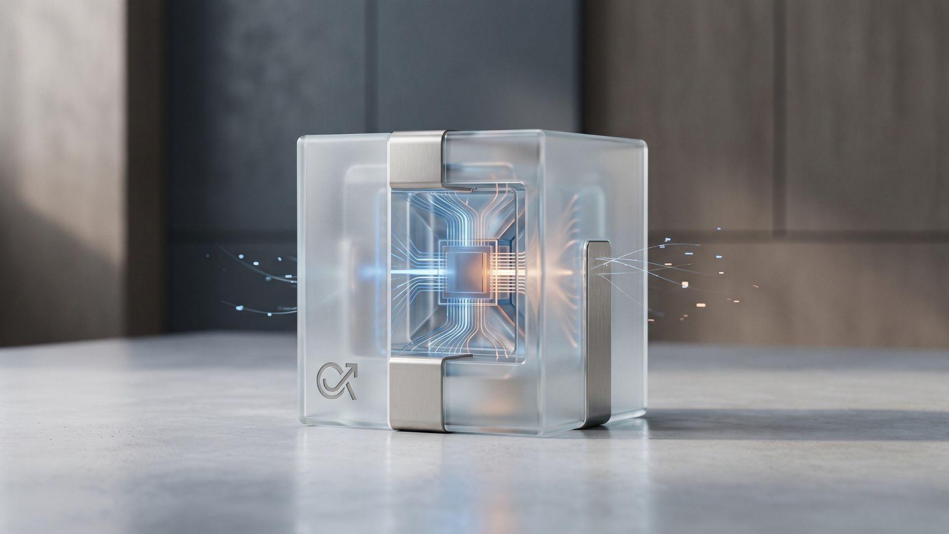 Glowing processor core encased in a frosted glass cube with subtle Claude branding, symbolising compact and efficient agentic AI coding.